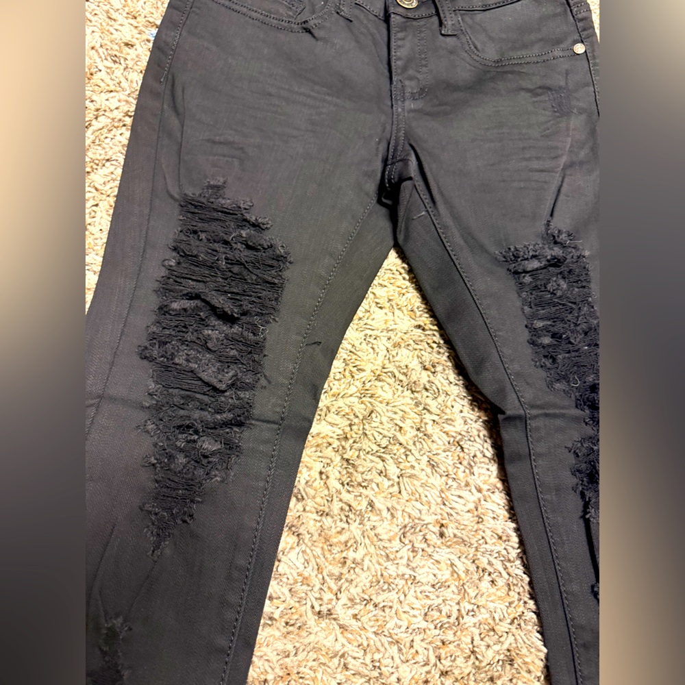 Black distressed Gummy denim skinny jeans Machine brand
